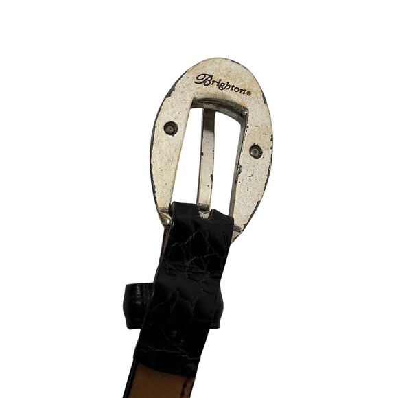 Brighton Black Croc Embossed Leather Heart Concho Belt Silver Buckle B10293 32 M - Picture 6 of 6